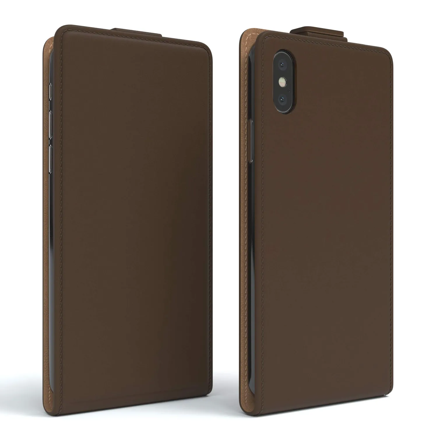 EAZY CASE iPhone X XS Flipcover Braun Kunstleder