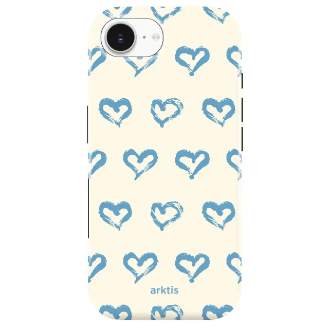 arktis Blue Hearts iPhone 16e Hülle MagSafe