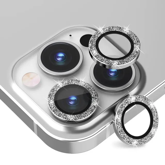 arktis SPARKLING Lens Protector iPhone 15 Pro Silber
