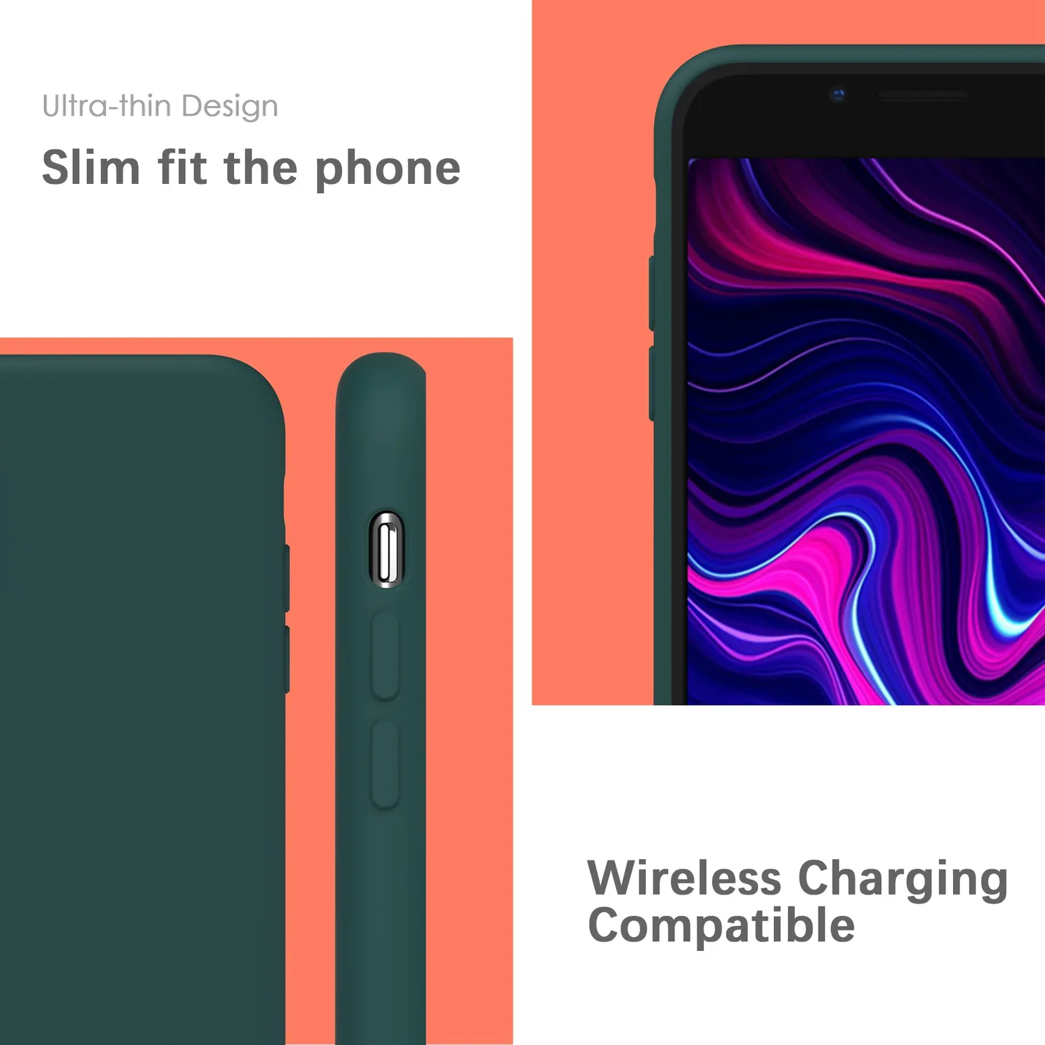 YATWIN iPhone 7 Plus / 8 Plus Silikonhülle Piniengrün matt
