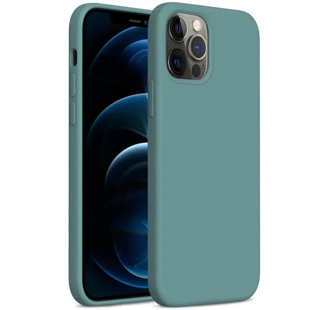 YATWIN iPhone 12 Pro Max Silikonhülle Pinien-Grün Mikrofaser