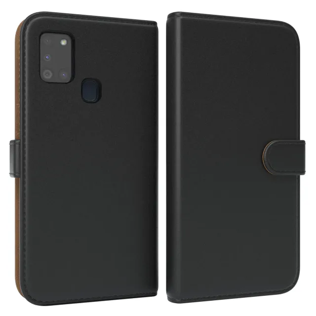 EAZY CASE Galaxy A21s Klapphülle Schwarz Bookstyle mit Kartenfach