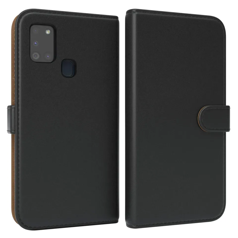 EAZY CASE Galaxy A21s Klapphülle Schwarz Bookstyle mit Kartenfach