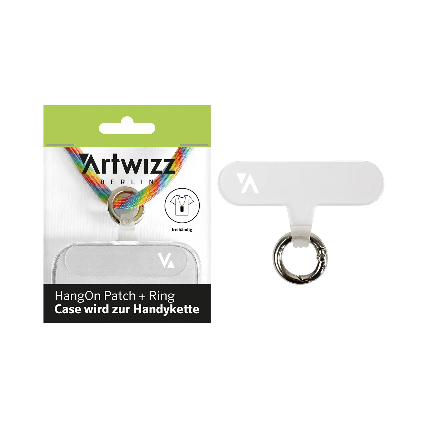 Artwizz HangOn Patch + Ring Handykette Adapter transparent