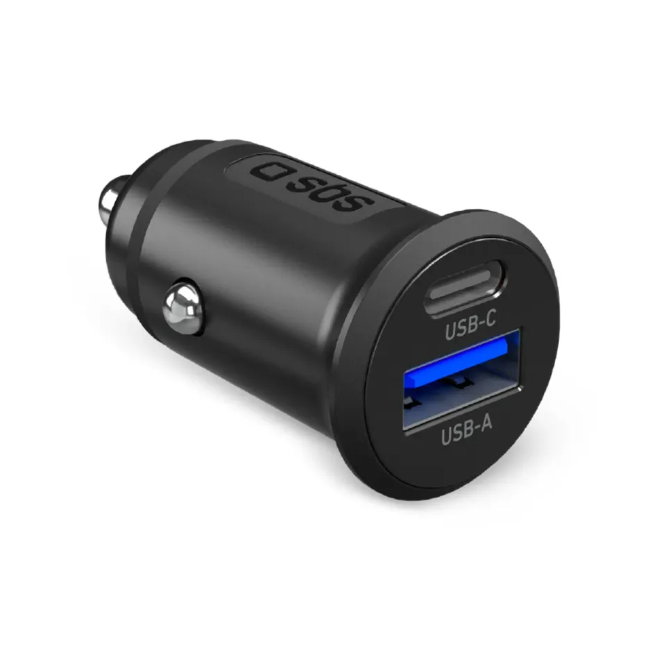 SBS Autoladegerät 25W PD USB-C + USB-A schwarz