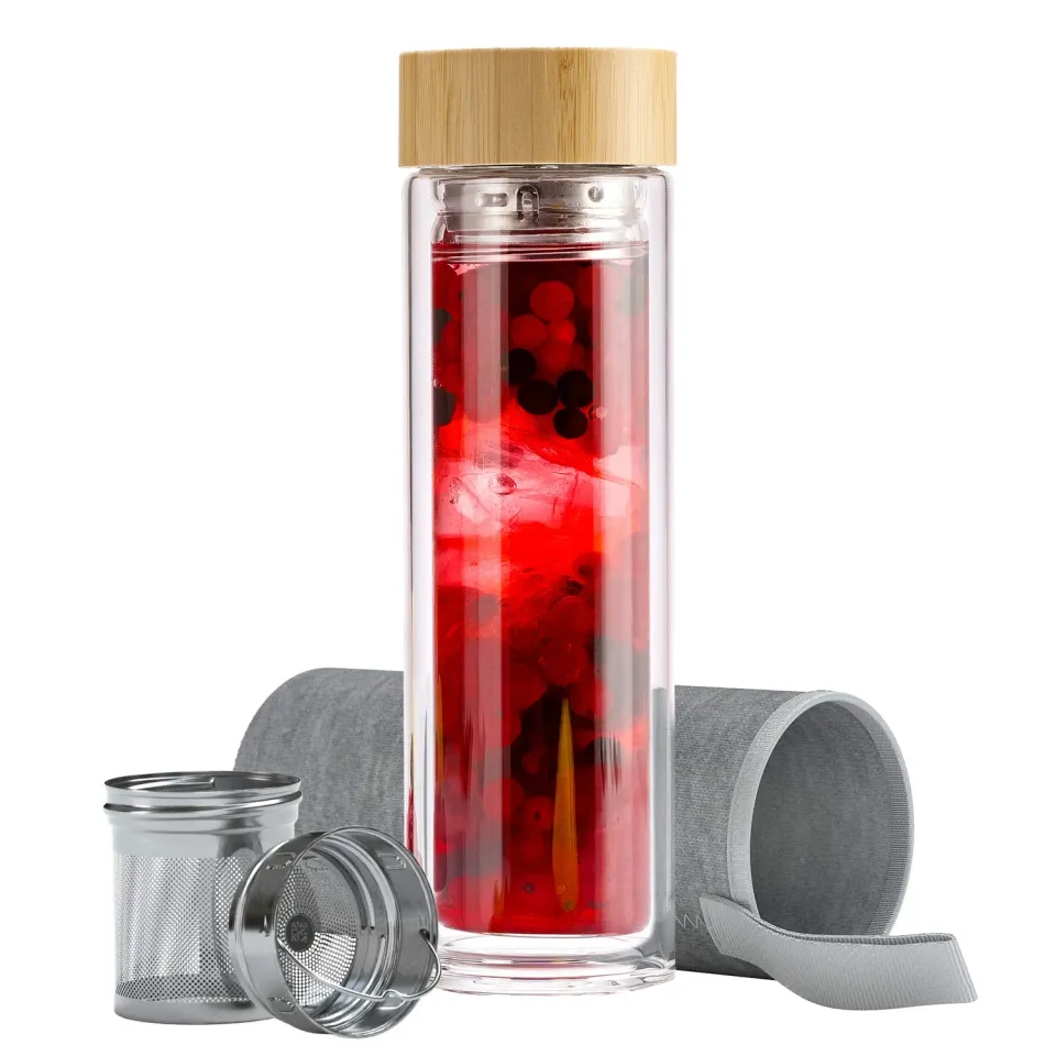 EAZY CASE Teeflasche Glas 500ml Bambusdeckel