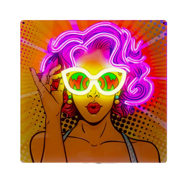 SBS Wow Girl Mode LED Neon-Schild 32x32cm USB vintage