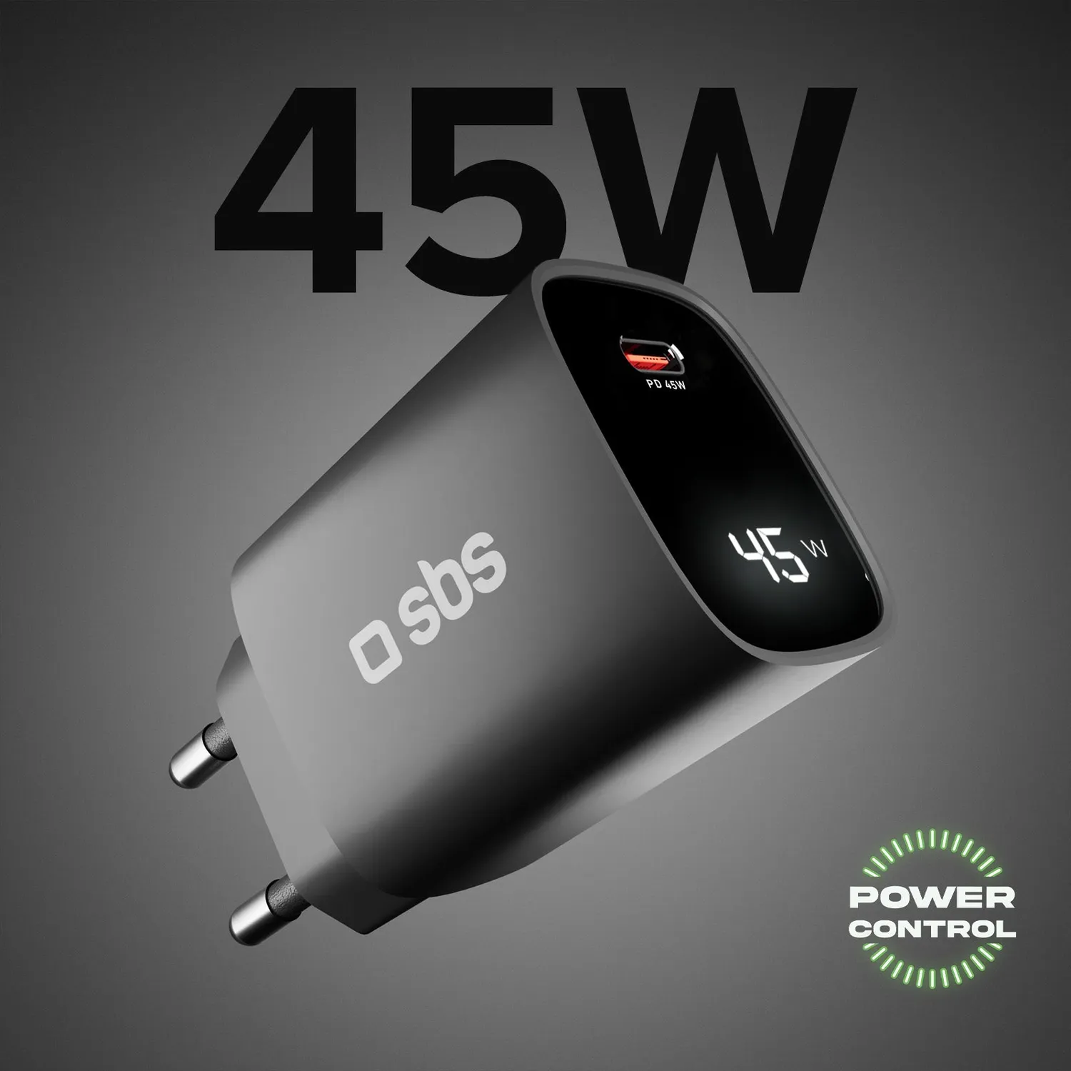 SBS Go Power Ladegerät 45 Watt GaN mit Display PD