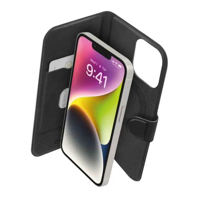 SBS Wallet Mag Slim iPhone 14/13 Flip-Case Schwarz MagSafe