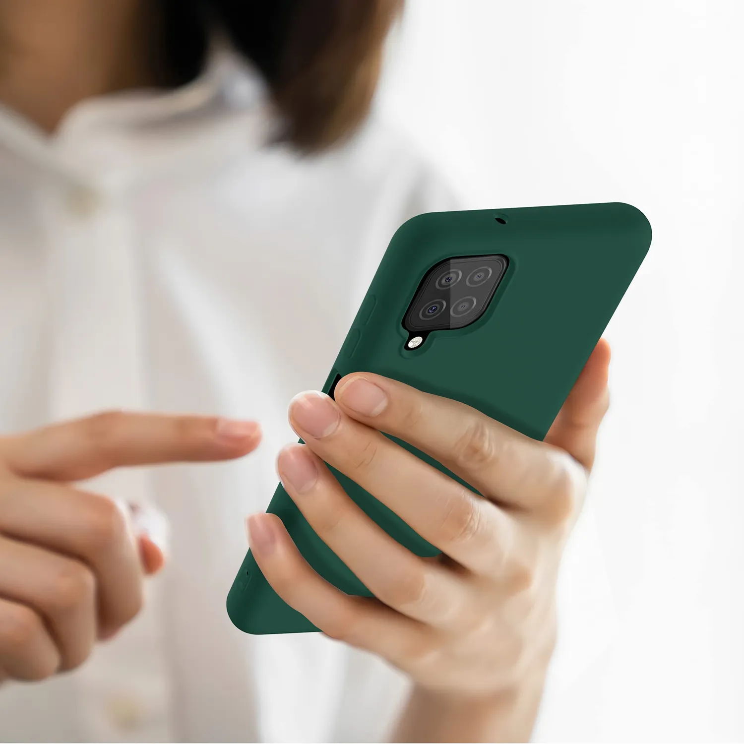 YATWIN Galaxy A12 Handyhülle Grün TPU matt stoßabsorbierend