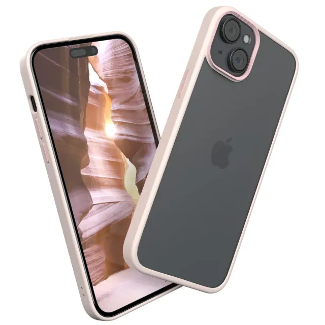 EAZY CASE Hybrid Outdoor Handyhülle iPhone 15 Plus Alt Rosa stoßfest