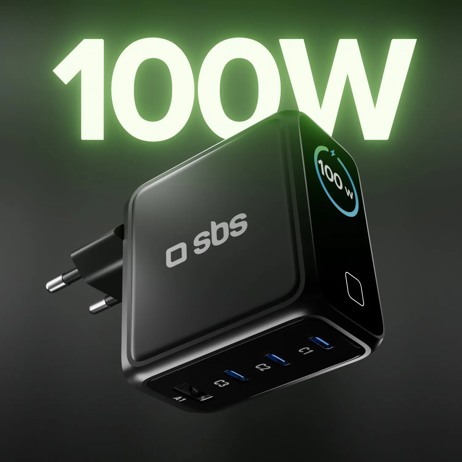 SBS 100W USB-C Ladegerät 4-Port mit TFT-Display