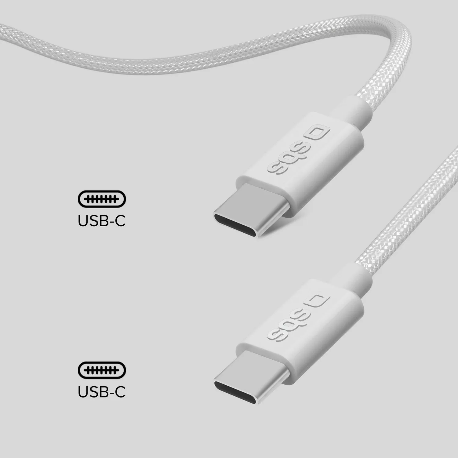 SBS USB-C Kabel 240W 1m Nylon 40Gbps mit Klettband