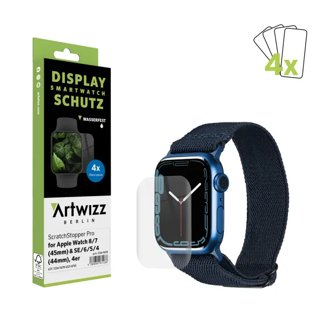 Artwizz ScratchStopper Pro Apple Watch Folie 45/44mm 4er