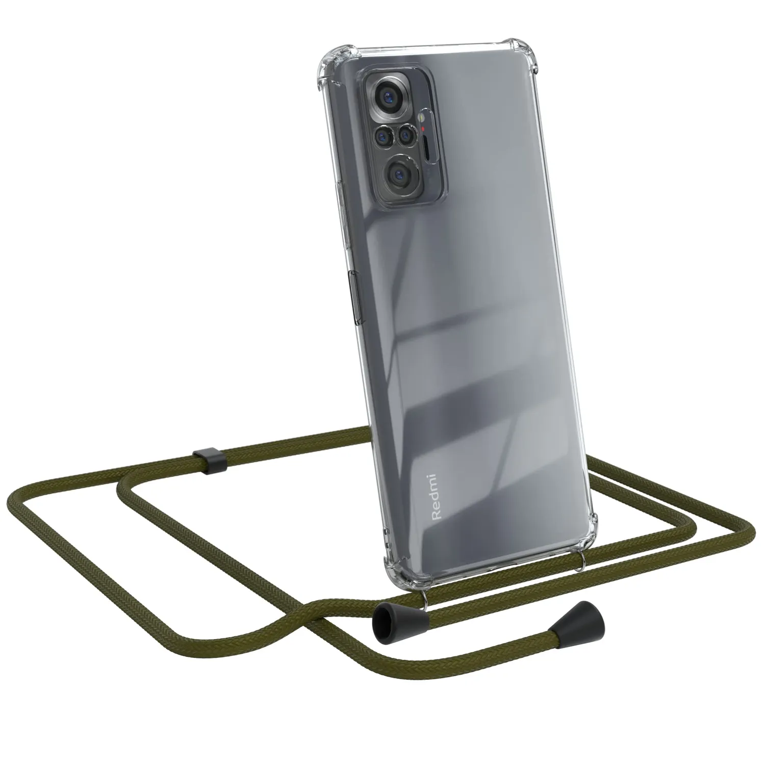 EAZY CASE Redmi Note 10 Pro Handykette Anthrazit mit Band