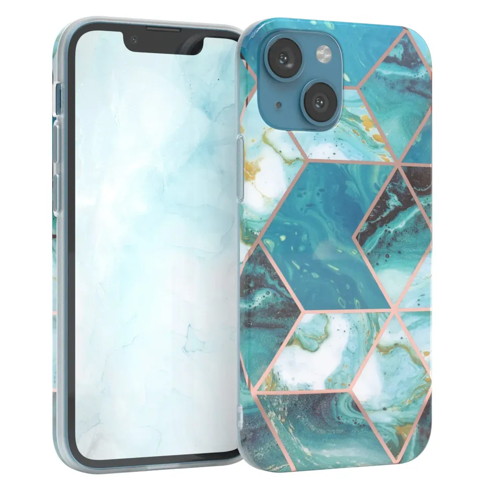 EAZY CASE iPhone 13 mini Silikonhülle Geometrie Grün