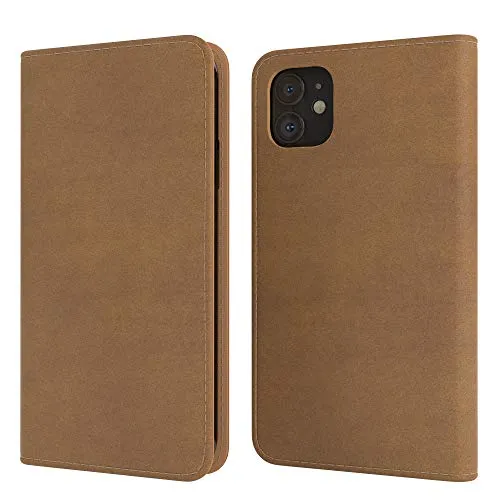 EAZY CASE iPhone 11 Klapphülle hellbraun Vintage Leder