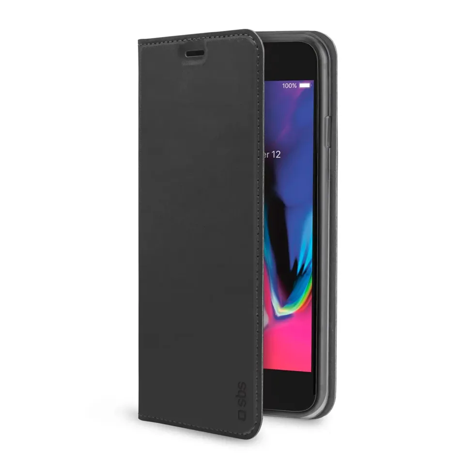 SBS Book Wallet Lite Hülle iPhone 8 Plus schwarz Leder-Optik