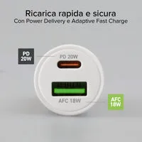 SBS 20W Autoladegerät USB-C PD + USB-A Dual Power Delivery