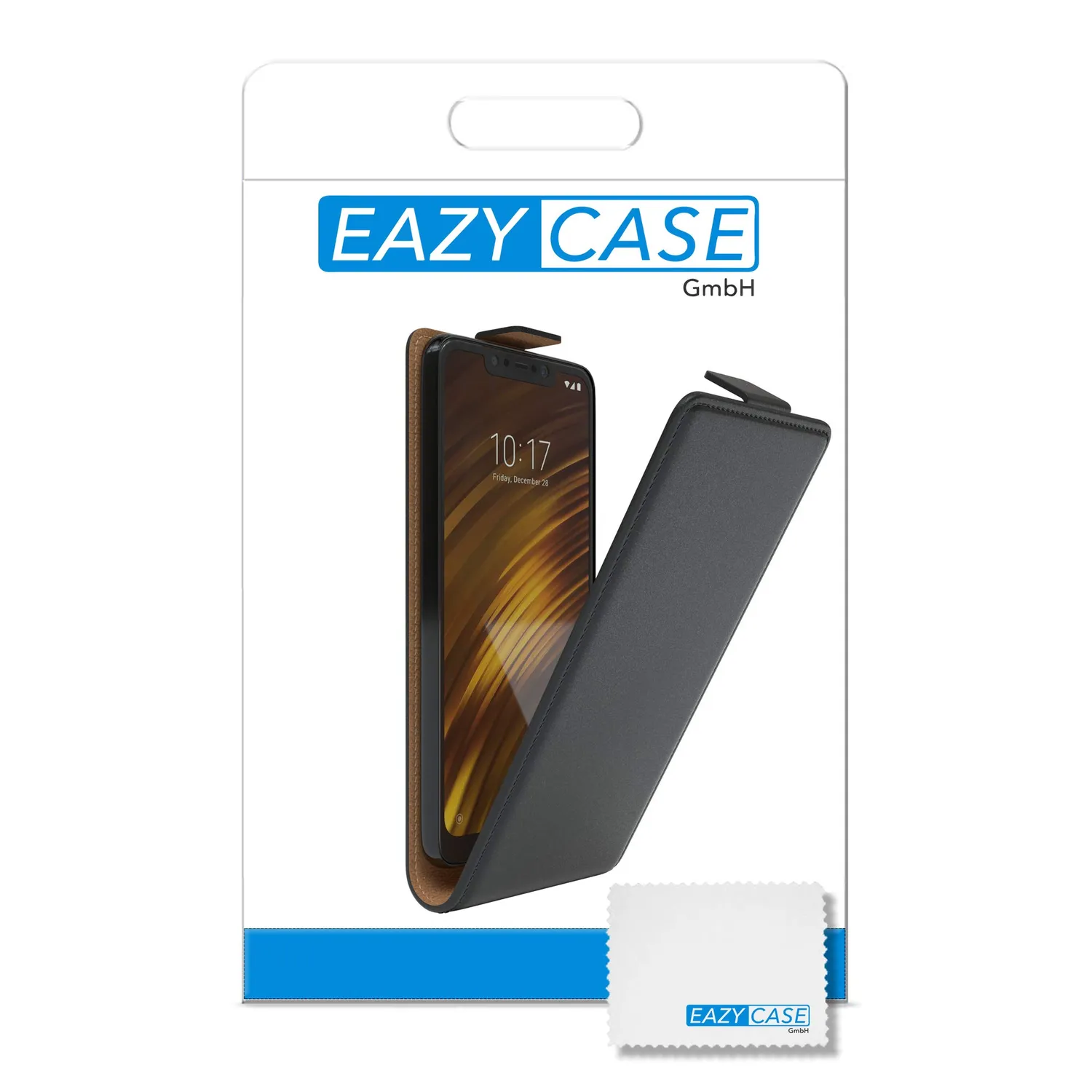 EAZY CASE Pocophone F1 Klapphülle Schwarz Kunstleder