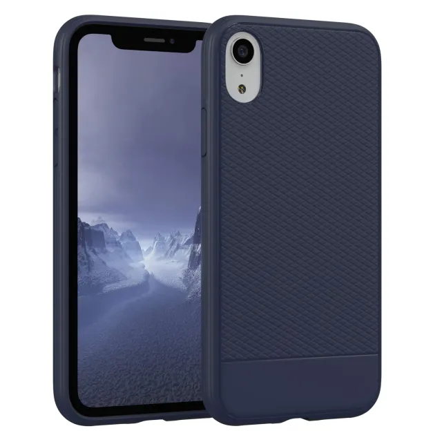 EAZY CASE iPhone XR Silikonhülle Dunkelblau Struktur
