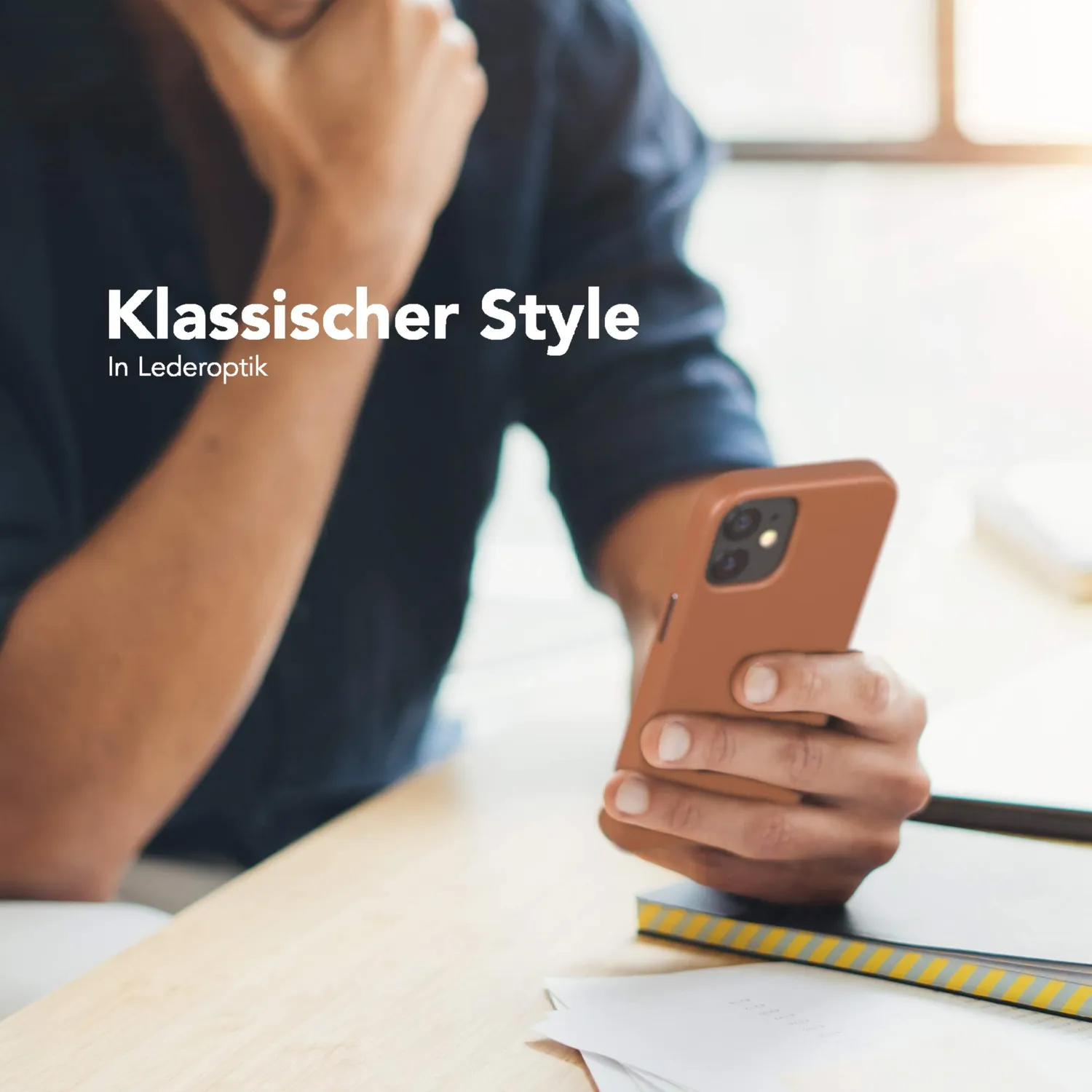 EAZY CASE iPhone 12 Mini Handyhülle Braun Kunstleder