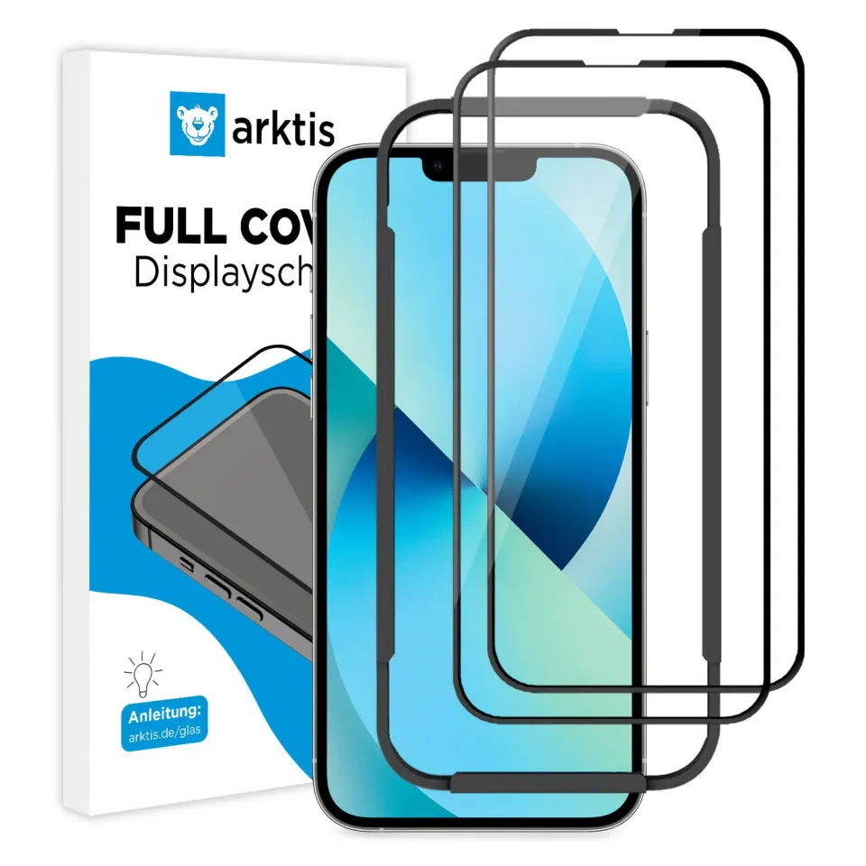 arktis Full Cover iPhone 13 Panzerglas 2er Set hüllenfreundlich