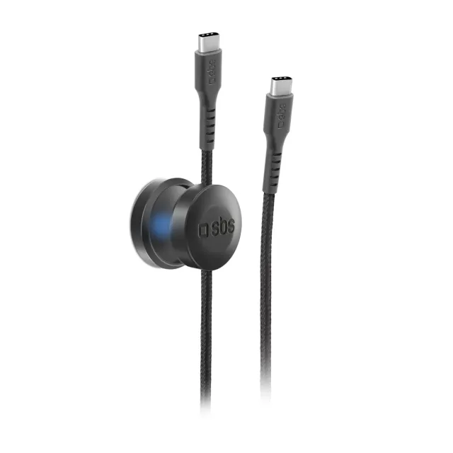 SBS USB-C Ladekabel 2 m geflochten mit Magnethalter