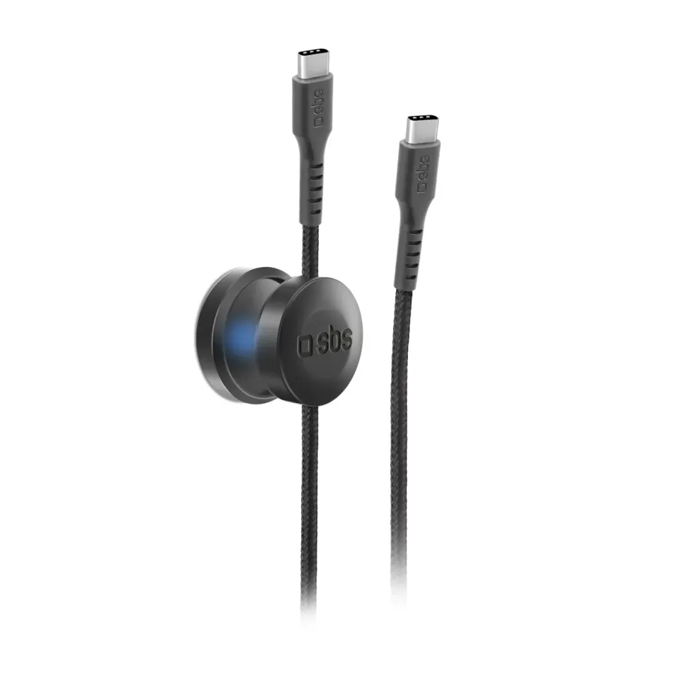 SBS USB-C Ladekabel 2 m geflochten mit Magnethalter