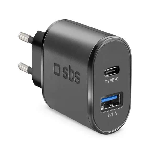 SBS Reise USB-A USB-C Ladegerät 10W Intelligent Charge