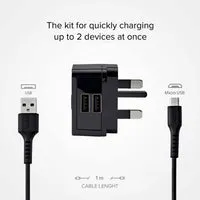 SBS Reise Lade-Set 10W mit Micro-USB Kabel 1m