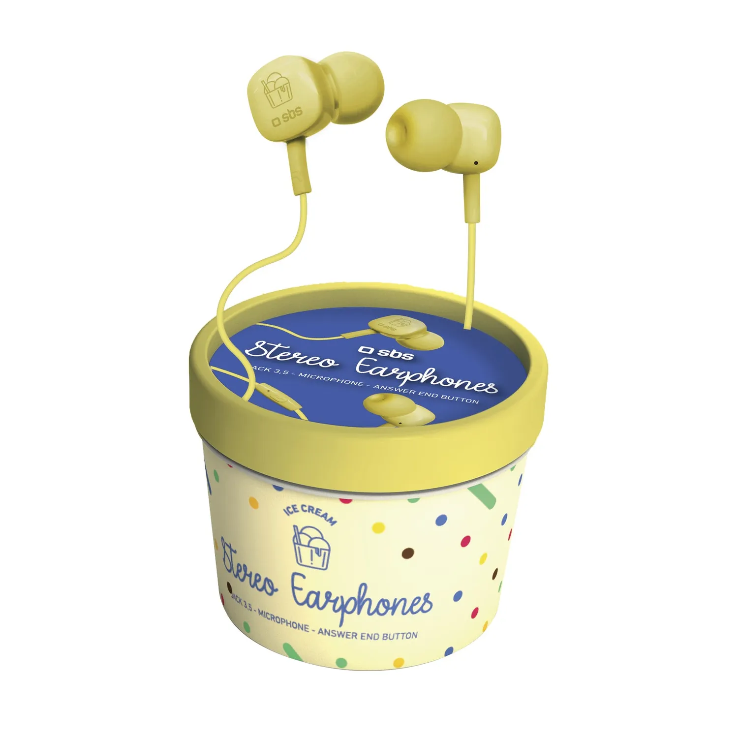 SBS Ice Cream Kabel-Kopfhörer blau mit Eisbecher-Box