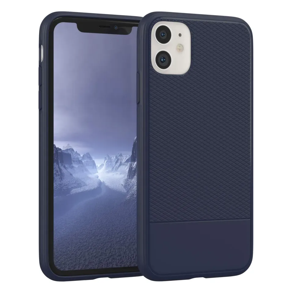 EAZY CASE Silikon Handyhülle iPhone 11 dunkelblau strukturiert