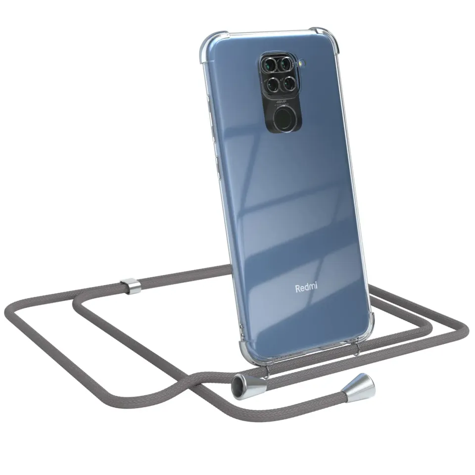 EAZY CASE Redmi Note 9 Handykette Anthrazit mit Band Silikon