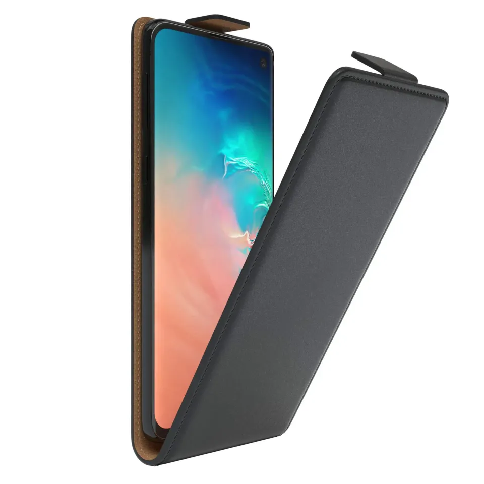 EAZY CASE Galaxy S10 Klapphülle Schwarz Kunstleder