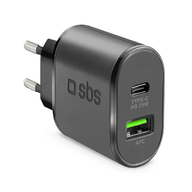 SBS 25W Schnellladegerät USB-C USB-A weiß
