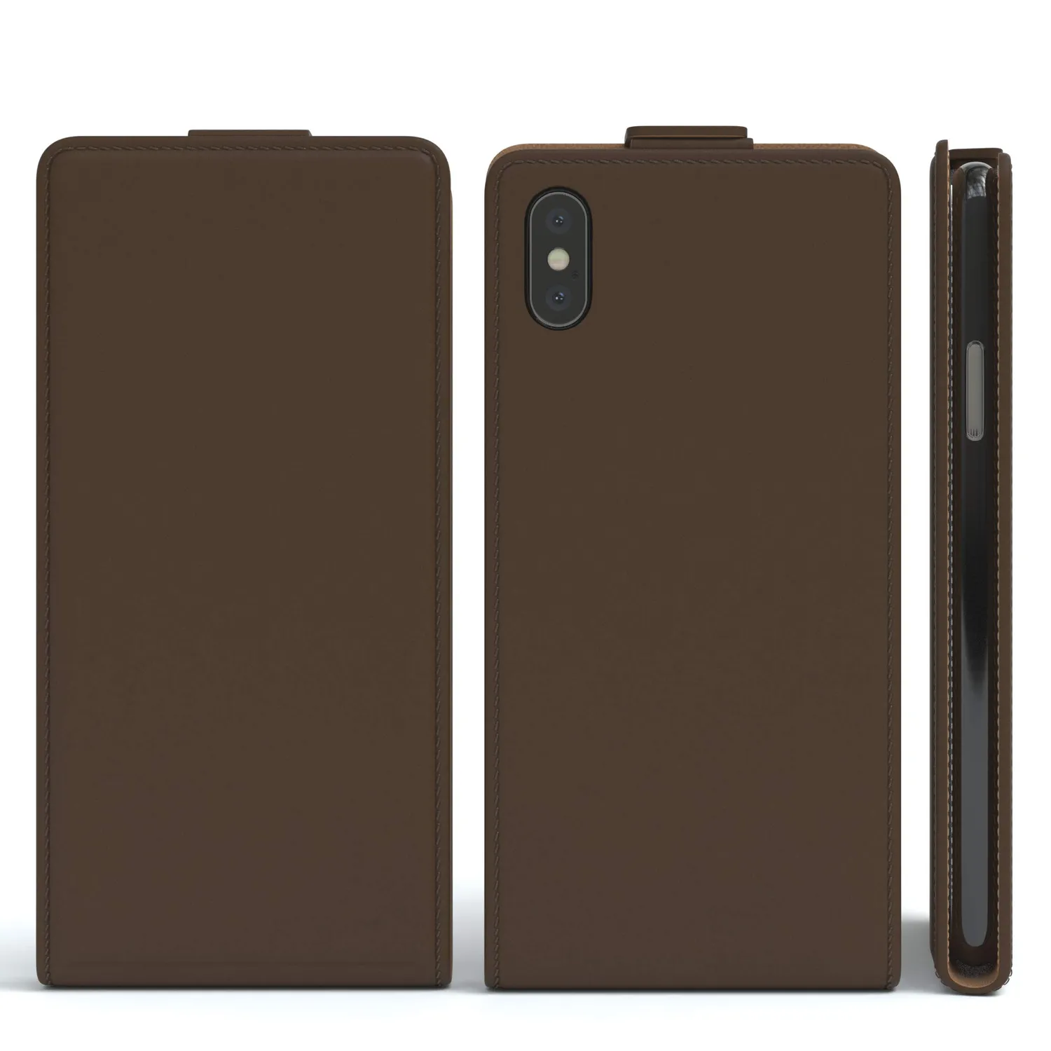 EAZY CASE iPhone X XS Flipcover Braun Kunstleder