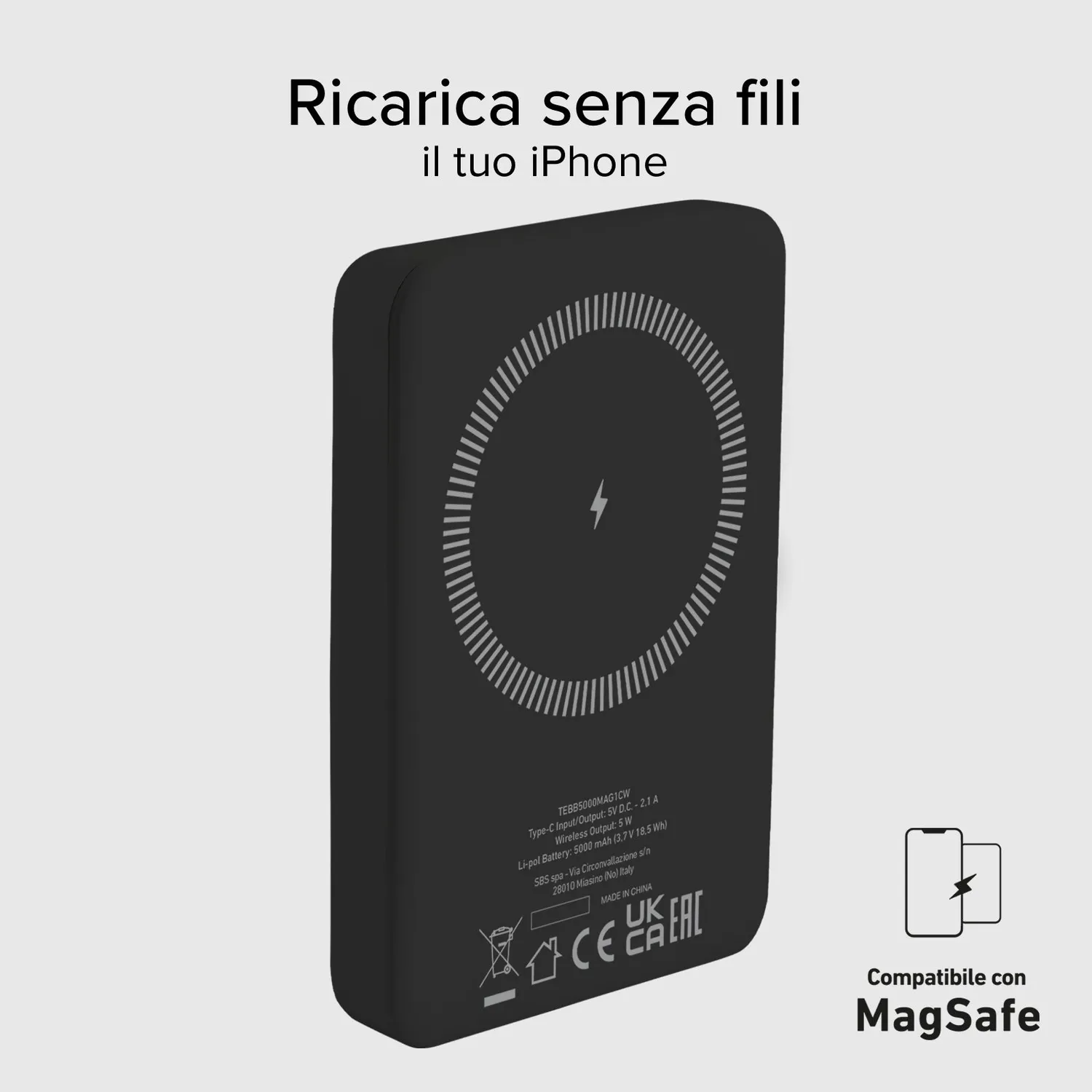 SBS Power Bank Mag 5000 mAh Wireless MagSafe