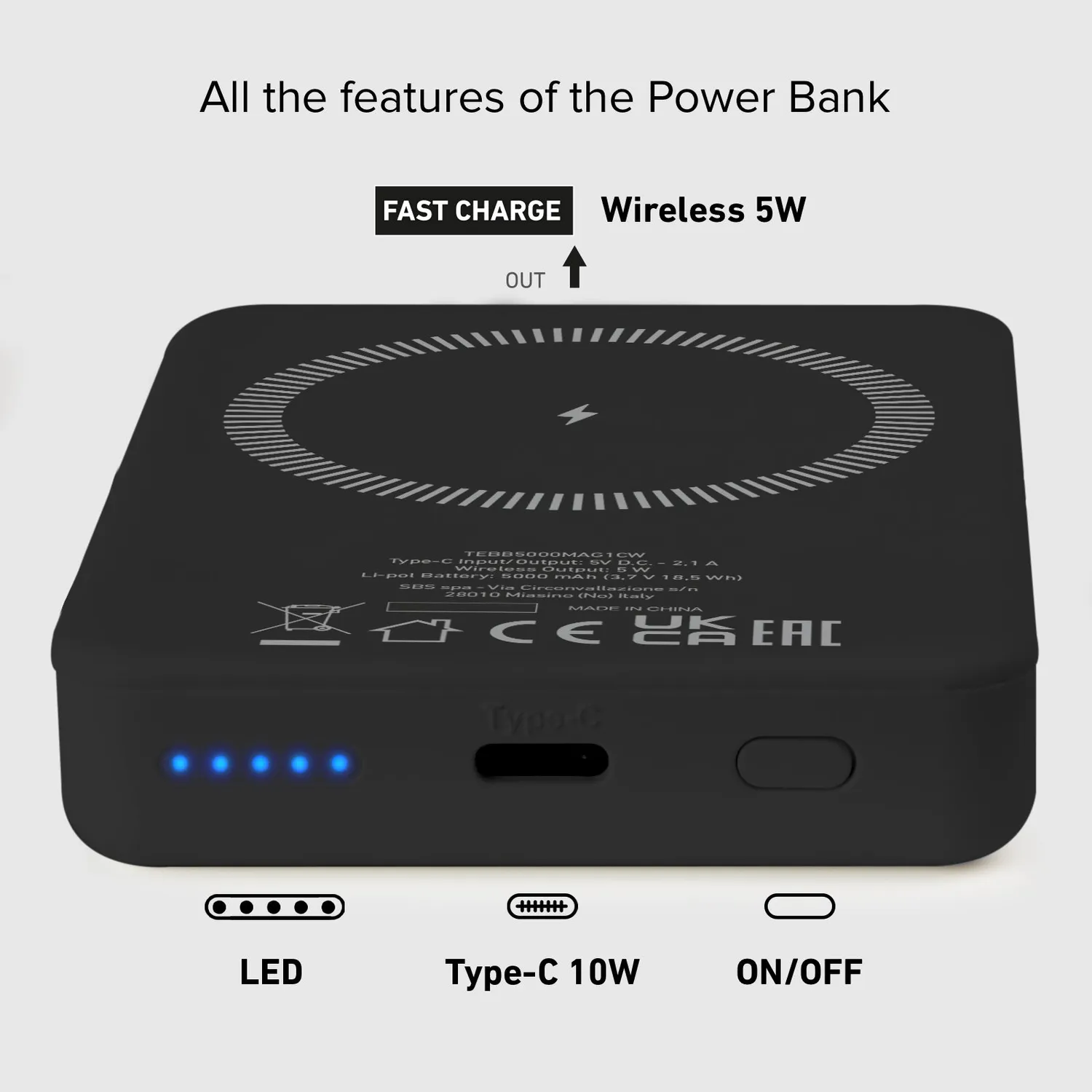 SBS Power Bank Mag 5000 mAh Wireless MagSafe