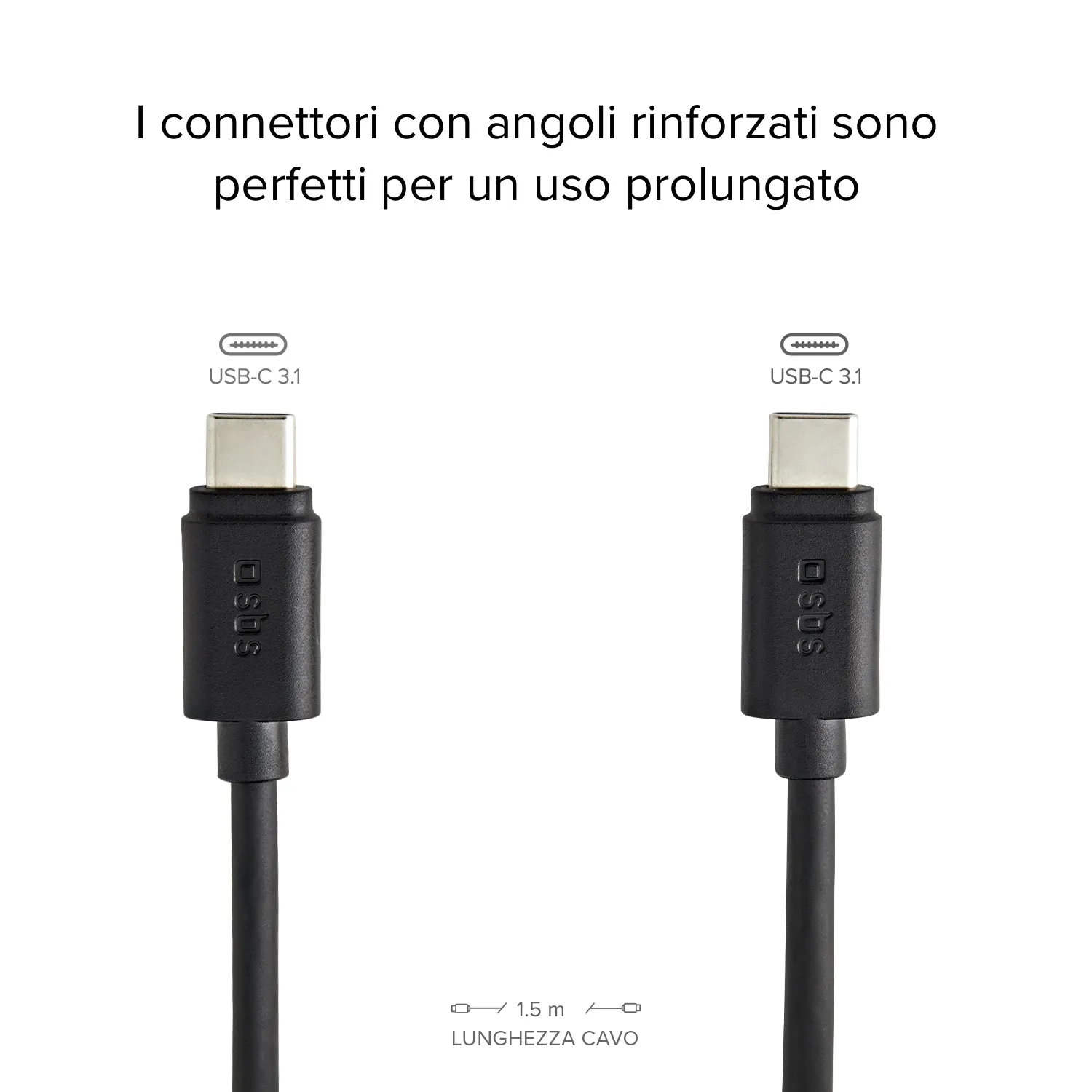 SBS Go Power USB-C Kabel 1,5m 60W schwarz PD-schnellladend