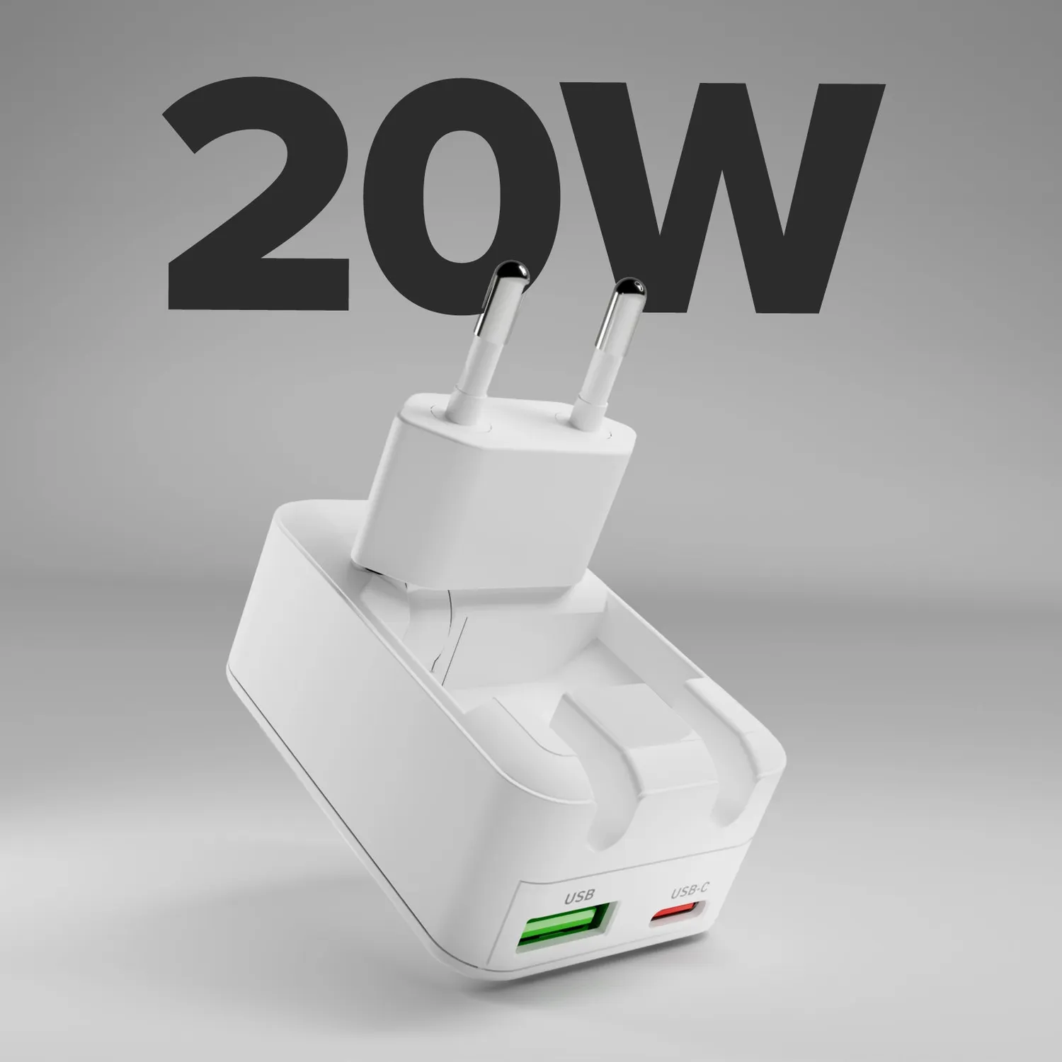 SBS Flexi Wall Charger 20W Ladegerät USB-C+USB-A Klappstecker