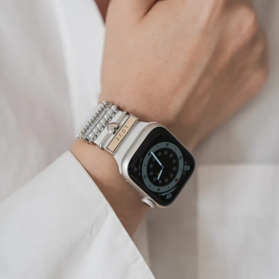 arktisband Love Apple Watch Charm Silber Edelstahl