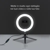 SBS Selfie Ringlicht 20cm mit Stativ 3 Lichtfarben