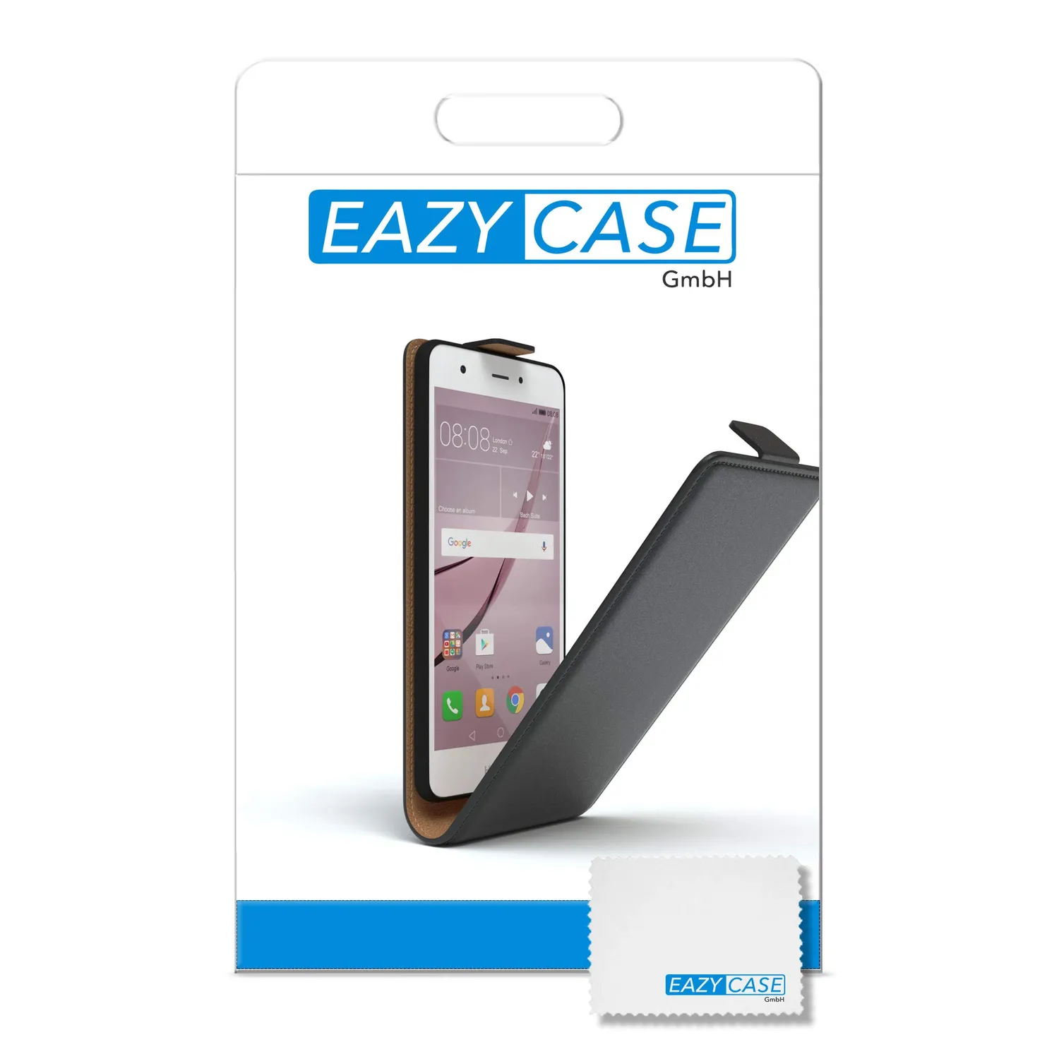 EAZY CASE Huawei Nova Klapphülle Schwarz Flipcase Kunstleder