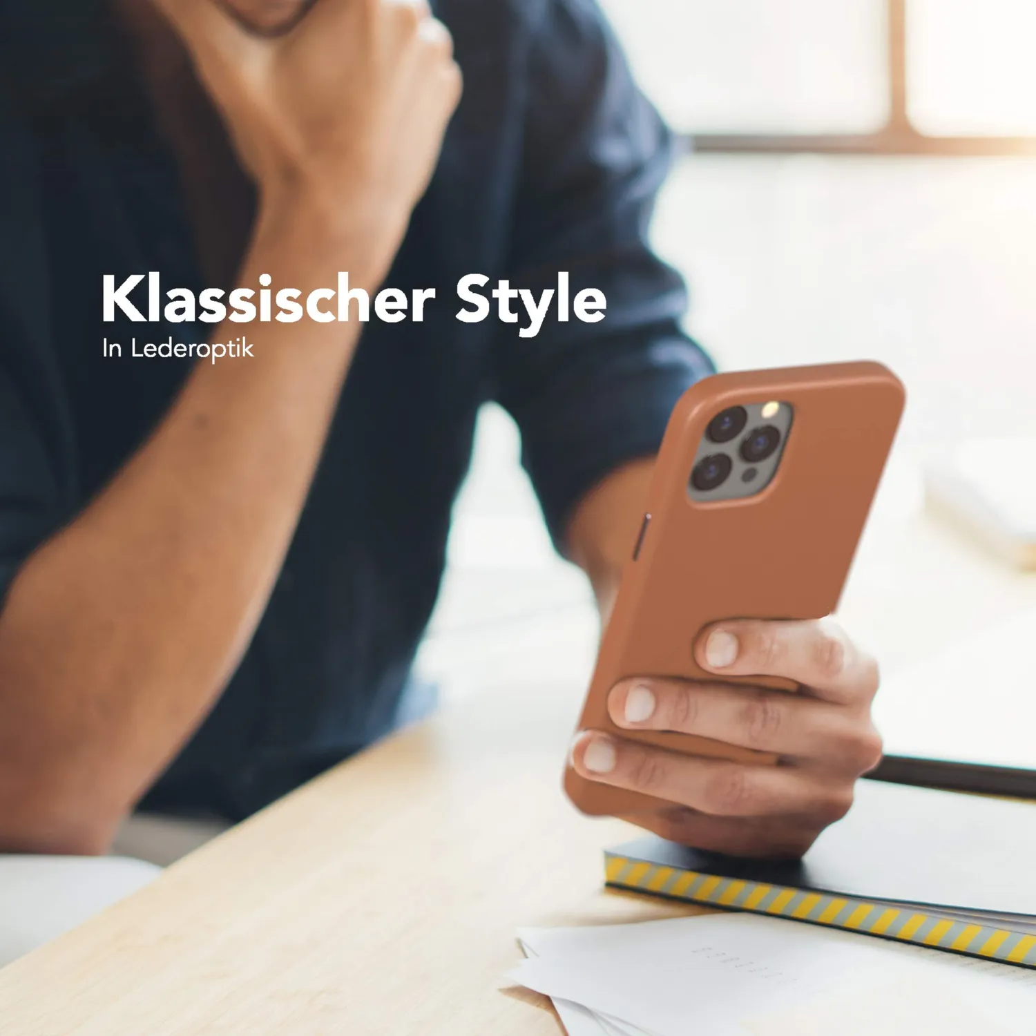 EAZY CASE iPhone 12 Pro Max Handyhülle Braun Kunstleder