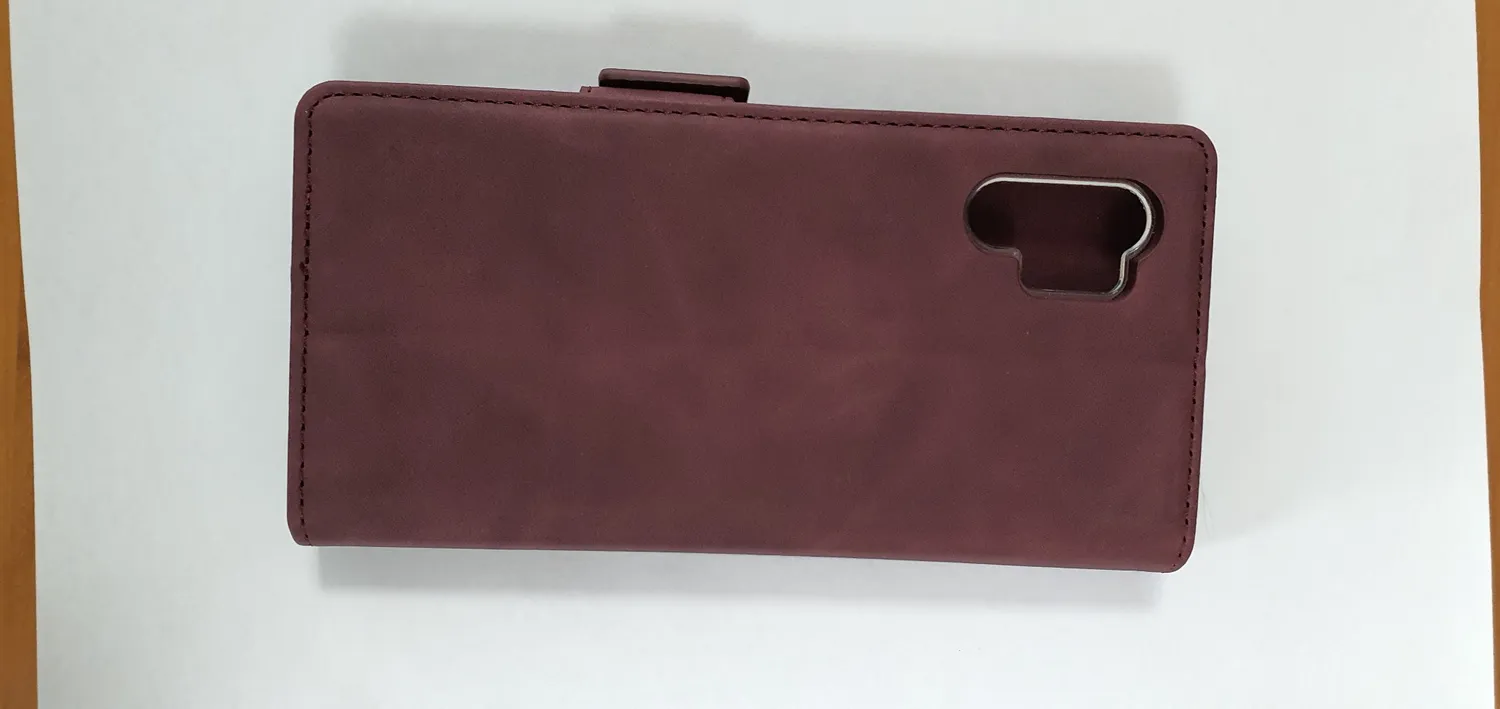 YATWIN Samsung Galaxy Note 10 Plus Klapphülle Schwarz Leder mit Kartenfach