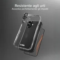 SBS D3O iPhone 16 Schutzset Hülle Glas Transparent