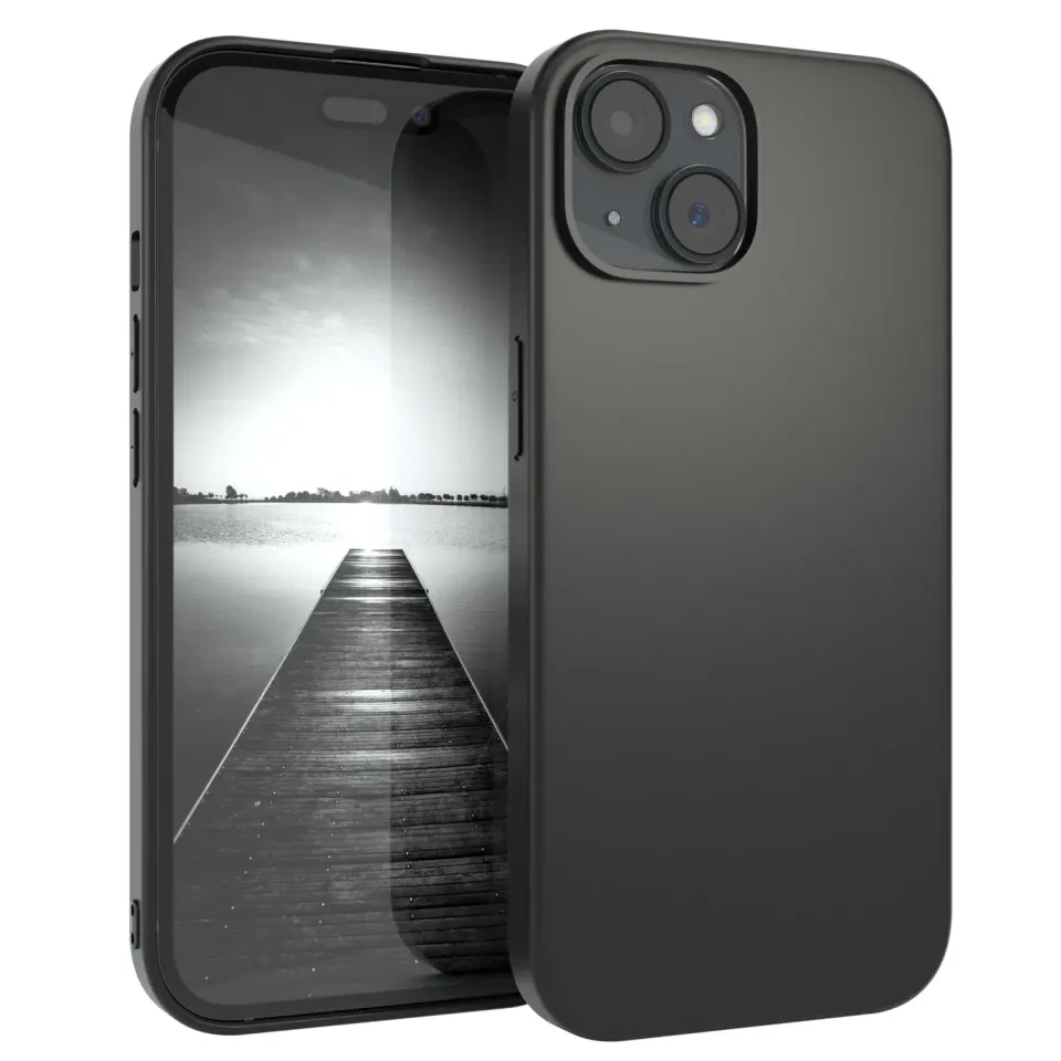 EAZY CASE iPhone 15 Silikonhülle Schwarz Matt 0,8 mm