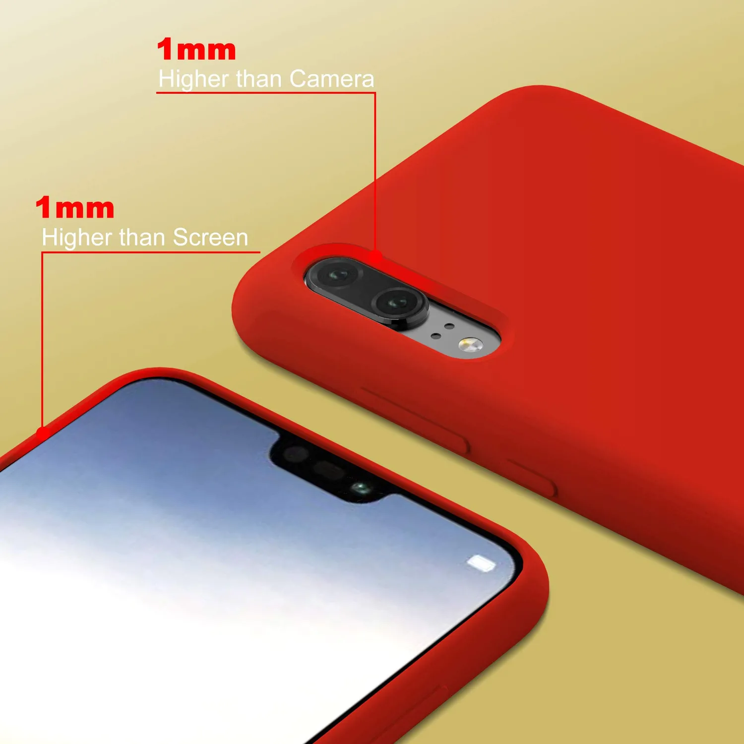 YATWIN Huawei P20 Lite Silikonhülle Rot dünn