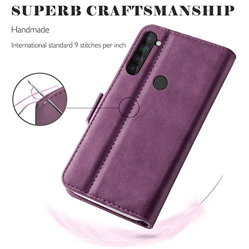 YATWIN Redmi Note 8T Klapphülle Leder Weinrot Kartenfach